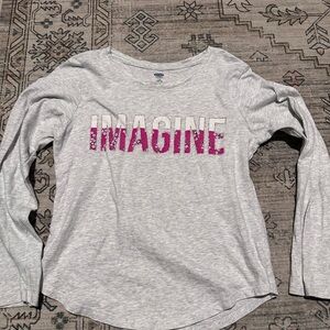 Girls Old Navy Gray Shirt with Pink 'IMAGINE' Print